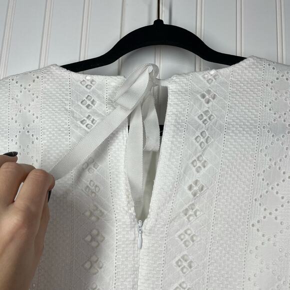 J. Crew Women's White Short Sleeve Crew Neck Lace Dress Size 0 - Picture 6 of 8